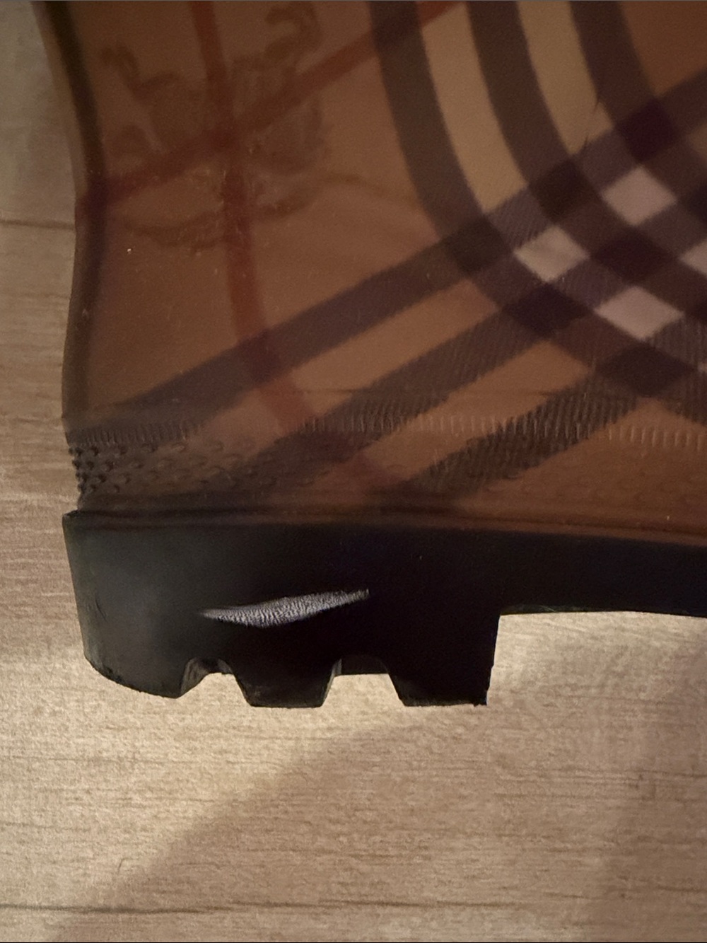 Burberry Tan Plaid Tall Rain Boots - Picture 6 of 6